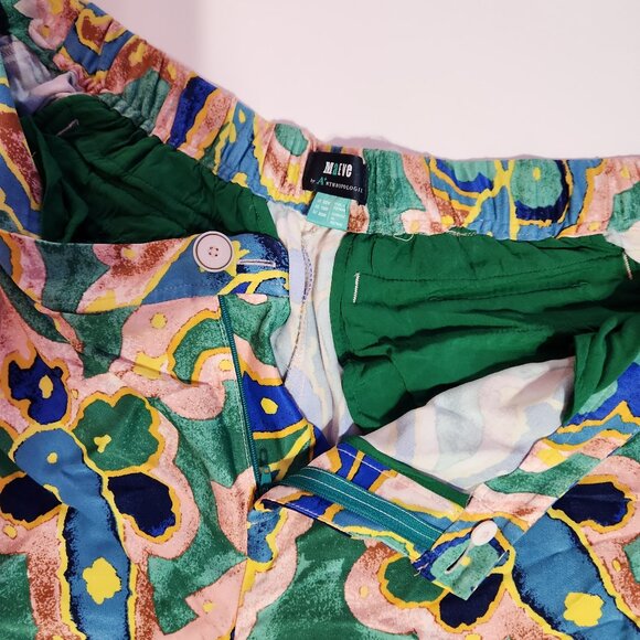 Anthropologie Maeve Rhiannon Satin Cropped Flare Pants Colorful Abstract Sz 18W - Picture 8 of 13